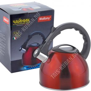 Чайник нерж 2,5л бордо,свисток (12) 