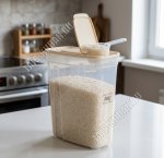 Емкость д/сыпучих 1,8л с дозат,прозр/беж,прям.(17х8,5 h20,5см) (50) 