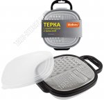 Терка с контейнером и крышкой 24х19 h6см,нержавеющая сталь+пластик,черный (20) 