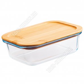 Контейнер с бамбуковой крышкой 0,63л (17х12,5 5,5см), Appetite 