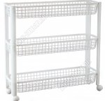 Этажерка 3-х яр,узкая,на колес,овал, белый (60х18 h60см) сетчат.корзин (4) 