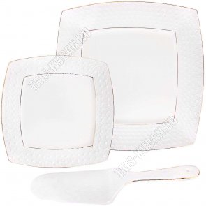 Н-р д/торта 8пр. (блюдо 30см, 6тарелок16,5см и лопатка) (ф.квадрат) п/у 