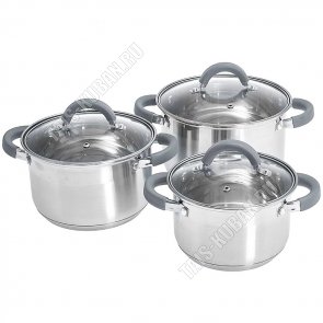 НАБОР кастрюль 3шт PROFI grey (2,2/3,0/4,0л d16/18/20см) (4) 