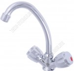 Смеситель для кухни 2-х рычажный, поворотный, высокий излив L20см