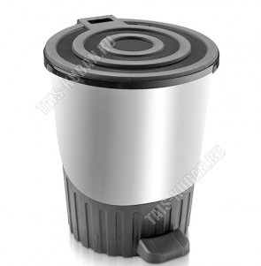 Ведро д/мусора с педал, круг. 26л сереб/черн (4) 