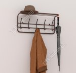 Вешалка с полкой 5 двойн.крюч, полка L60х21см,d трубы 16мм,коричн (1)