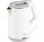 Чайник пластик+нержавеющая сталь 1,8л 1500Вт диск,двойная стенка (внутри-нерж.сталь),автоотключение,защита без воды,поворот на 360`,белый (12) 
