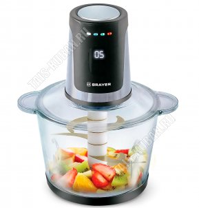 Измельчитель 800Вт 4ск,стекл.чаша 3л,6 нерж.лезвия,чёрный/серебро (8) 