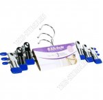 Вешалка (металл) синий Н-р 3шт L30см, прорезин.клипсы (20)