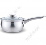 Ковш 0,7л (форма сферическая) стеклянная крышка,капсульное дно,клепаная термостойкая ручка,матовая + зеркальная полировка (9)