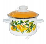 Грушевый сад Кастрюля (цилиндр) 2,0л,ОРАНЖЕВАЯ металлическая крышка,пластиковая ручка/кнопка,цвет белый (8) 