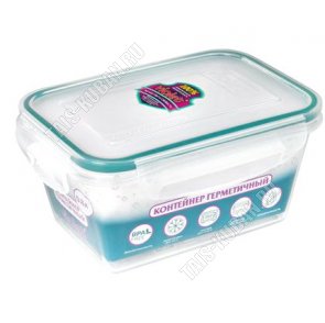 Контейнер прозрач 0,8л гермет.крыш. 4 защ,прям.(15х10 h7,5см) (18) 