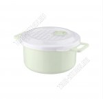 Контейнер-кастрюля 0,9л пудр.зелен, клапан д/СВЧ, круг.(d15 h9см) (27)
