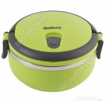 Ланч-бокс 0,6л d11см (нерж+пластик) широк.горло,пласт.корпус,микс,2 ручк-защелк (12) 