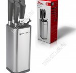 Набор ножей 5предметов на подставке (поварской L20cм/разделочный L20см/универсальный L12,5см/д/хлеба L20см/д/овощей L9см,овощечистка) (8) 