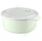 Контейнер-кастрюля 3,0л пудр.зелен, клапан д/СВЧ, круг.(d23 h11см) (12)