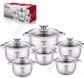 НАБОР Кастрюль ф.цилиндр, 6шт (1,9/2,7х2шт/3,6/4,7/6,1л d16/18/20/22/24см) (2) 