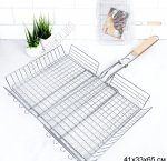 Решетка глубок 41х32х6,5см, дерев.руч, хром BBQ GRILL (20)