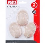 Vetta Крючок самоклей, пластик, набор 3шт бежевый  (4х5,5см) овал (10)