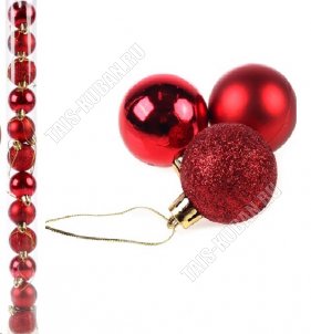 Ёлочный шар набор 12шт d5см, красный 