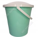 Ведро 8л с крышкой (d30 h29см) бирюзовый с белым (15) 