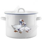 Гуси Кастрюля бел (цил) 4,5л,мет.крыш,син.обод (4)