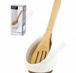 Белье /Бамбук Подставка п/ложку d10 h22см +бамбук ложка 