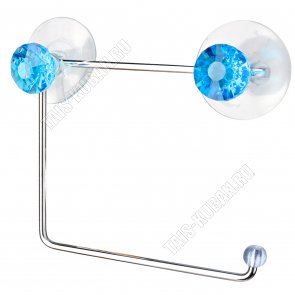 .БРИЛЛИАНТ синий Держатель д/туалет.бум.14,6х12,3см,хром.сталь,камни,на 2 присос.(20) 