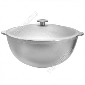 Казан (полусфера) татарский 8,0л d32см с мет.крыш,литые руч,толщ ст/дна 3мм (5) 