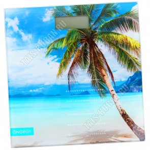 Весы напольные электронные до 180кг,деление 100г, стеклянная платформа, LED дисплей, прорезиненные ножки, батрейки 2*ААА(в комплекте), (рисунок- Пальма) (12) Energy 