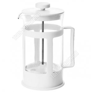 Френч-пресс (стекло+пластик) 350мл, нержавеющее порш,белый,п/у (24) 