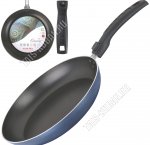 Сатин Сковорода d26 h5см ,съемная бакелитовая ручка,синий/черный,овальный борт,толщина стенки и дна 2мм (14)