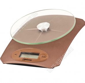 Весы кухонные эл. (стекло) до 5кг, дел.1г,LCD-дисплей,ф-ия тары, коричн,пит.бат.1хCR2032 (в комп-те) (20) 