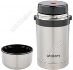 Термос (суповой) 0,8л широкое горло,крышка-чашка,пробка-кнопка,ремешок,стальной,без подарочной упаковки (12) 