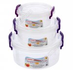 Контейнер Н-Р 3шт д/хранен кругл прозр/ручк с защ.(0,3/0,6/1,2л) (d17 17х8,5см) (18) 