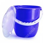 Ведро 12л с крыш.прозрач/синий (d32 h31см) 