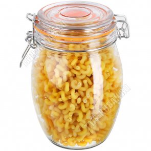 BRAVO Банка с клипсой 1,0л гермет.стекл.крышка (ф.бочка) б/уп, ОРАНЖ 