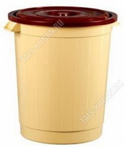 Бак д/мусора 80л беж/коричн (d49 h56см) с крыш, Эльф (10)