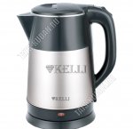 Чайник нержавеющий+пластик 1,8л 2200Вт диск, двойные стенки, автоотключение, защита без воды,вращение на 360°,шампань(12)