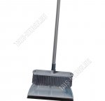 Набор Совок мягк.кром 25х19,5см +Щётка L17см,ворс 7см,вертикал.ручка h89см,серый Homver (12)