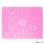 Коврик для раскатки теста, заморозки/выпечки (50х40см), розовый