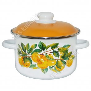 Грушевый сад Кастрюля (цилbylh) 4,0л,ОРАНЖЕВАЯ металлическая крышка,пластиковая ручка/кнопка,цвет белый (6) 