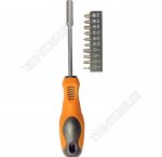 Н-р Отвертка 11пр с битами (SL3,SL4,SL5,SL6PH0,PH1,PH2,PH3,PZ1,PZ2), хром-ванад.сталь, блистер 