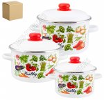 Овощи/Veggies Набор кастрюль 3шт (2,0/3,0/5,5л d16/18/22см)
