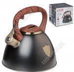 Чайник нержавеющая сталь 2,8л со свистком,чёрный (12) 