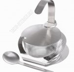 Сахарница 200мл (нерж+стекло)+ложка,подстав с ручк (12) 