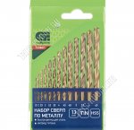 Н-р сверл по металлу нитридтитан. 13шт 1,5-6,5мм (через 0,5мм,3,2мм,4,8мм) HSS