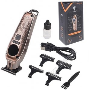 Машинка д/стрижки (аккум) 5Вт,4насад (1-7мм), бронза, узор (12) 