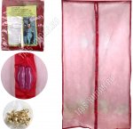 Москитная штора на 14 магнит (100х210см) ламбрекен,кноп.полиэстер, бордовый, п/у