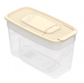 Емкость д/сыпучих 1л с дозат,прозр/беж,прям.(17х8,5 h15,5см) (63) 